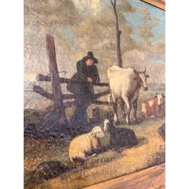English Farmscape Oil on Canvas For Sale - Image 9 of 9