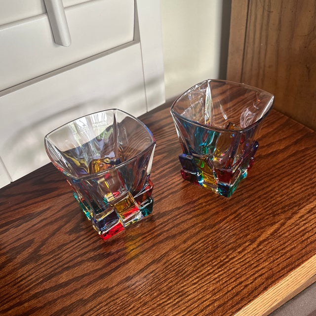 CC Zecchin Murano Whisky Tumbler Multi Color 4" Tall 2 Piece For Sale - Image 10 of 11