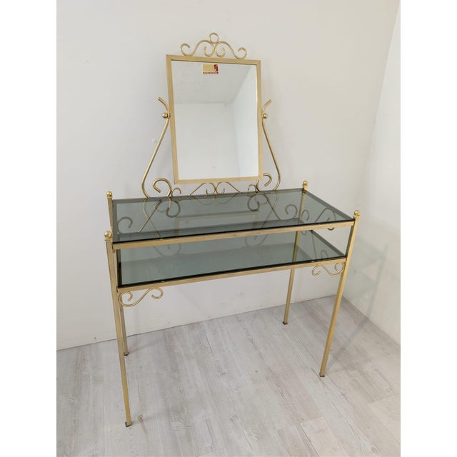 Hollywood Regency Brass Dressing Table, 1970s For Sale - Image 6 of 17