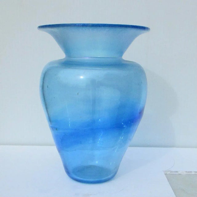 Pale Blue Stretch Glass Vase For Sale In New York - Image 6 of 6