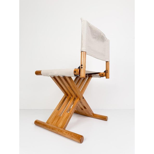 Mid-Century Modern Italian Folding Chair in Beechwood and Raw Cotton Canvas, 1970s For Sale - Image 15 of 18
