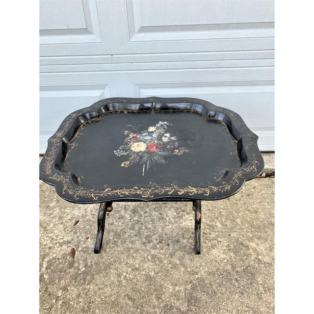 Vintage PapierMache Tray Table Chairish