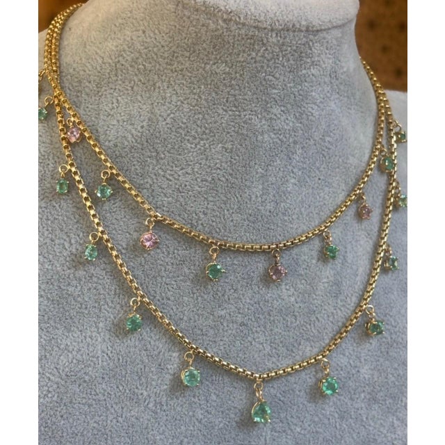 Emerald Fringe Necklace, 14k Gold For Sale - Image 13 of 14