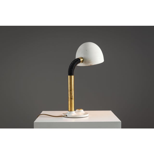 Vintage Desk Lamp in White Metal with Brass Accents by Egon Hillebrand for Hillebrand Lighting, 1970s For Sale - Image 6 of 11
