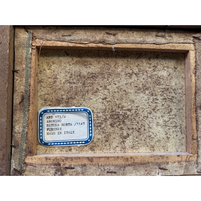 Italian Italian Natura Morta Still Life Print With Hand-Painted Details, Firenze, Vintage Gilt Frame For Sale - Image 3 of 3
