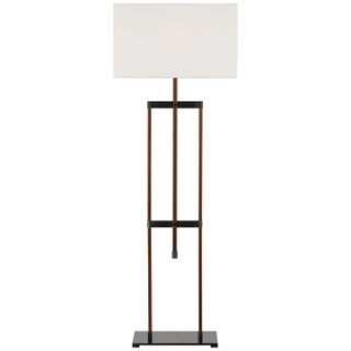 Ray Booth by Visual Comfort Signature Alda 57" Adjustable Floor Lamp in Bronze and Dark Walnut with Linen Shade For Sale