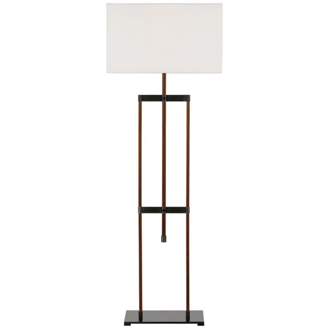 Ray Booth by Visual Comfort Signature Alda 57" Adjustable Floor Lamp in Bronze and Dark Walnut with Linen Shade For Sale