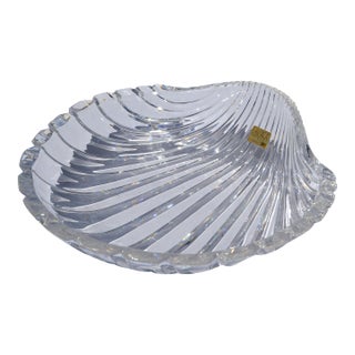 Vintage Mikasa Walther Glas Seascape Clear Thick Crystal Seashell Platter Centerpiece Bowl For Sale