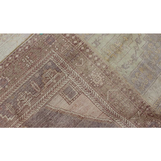 Textile Muted Vintage Turkish Oushak Rug With Medallion Geometric Design For Sale - Image 7 of 8