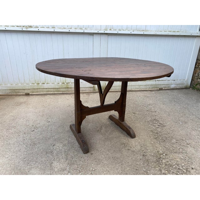Antique Round Winemaker's Target Folding Table with Tilting Top, 1890s For Sale - Image 4 of 18