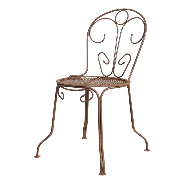 Vintage French Iron Garden Chair, 1920s For Sale