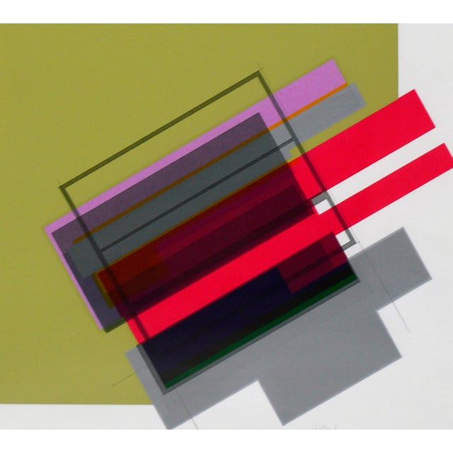 1980s "Legato 2" - Chartreuse Abstract Geometric Screen Print by Michael Hale For Sale - Image 5 of 7