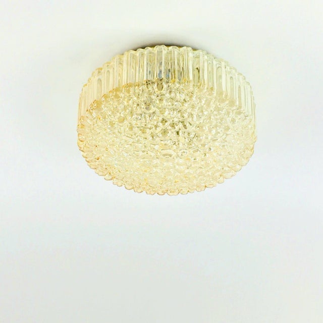 Mid-Century Modern Mid-Century Amber Bubble Glass Flush Mount by Helena Tynell for Limburg, Germany, 1970s For Sale - Image 3 of 12