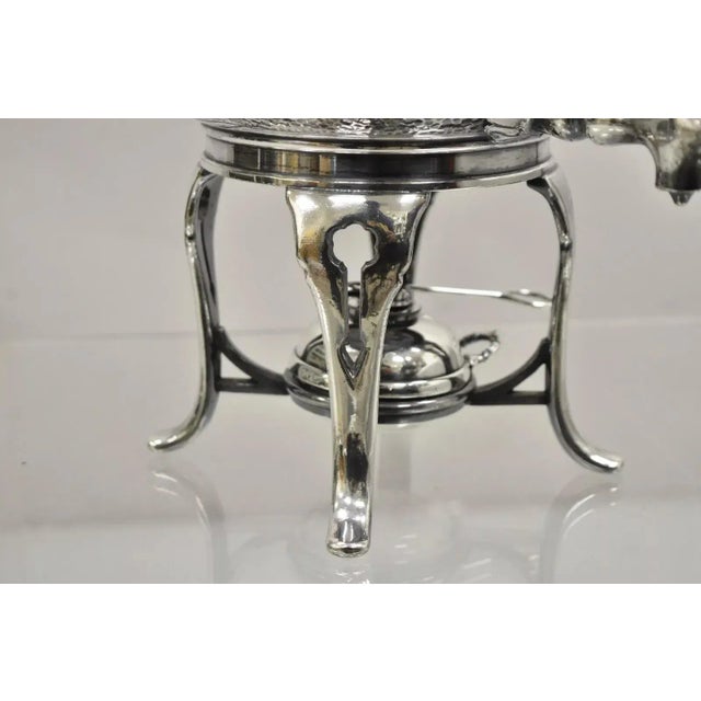 Antique Victorian Silver Plated Hand Hammered Samovar Coffee Pot Warmer For Sale - Image 11 of 12