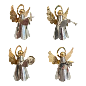 Vintage Silver and Gold Plated Angel Christmas Ornaments - Set of 4