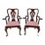 Antique Mahogany Chairs Queen Anne Style Burl Wood Armchairs Pair For Sale