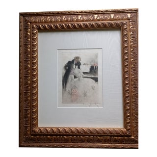 Louis Icart “Sad Departure” (1938) – Original Copperplate Etching – Signed & Authenticated by n.d. Isen For Sale