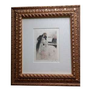 Louis Icart “Sad Departure” (1938) – Original Copperplate Etching – Signed & Authenticated by n.d. Isen