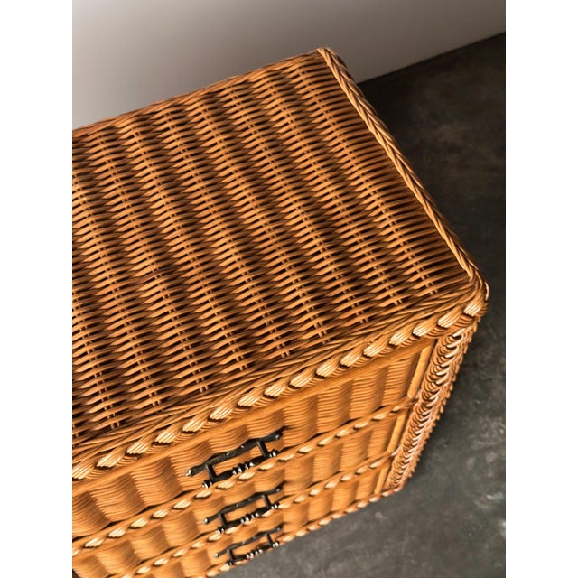 Woven Wicker Six-Drawer Dresser With Braided Rope Trim, 1980s For Sale - Image 16 of 18