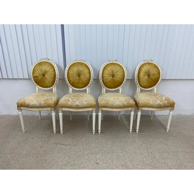 19th Century Reproduction 24 Karat Gold Leaf Italian Dining Chairs by Caspani Tino - Set of 4 For Sale - Image 11 of 11