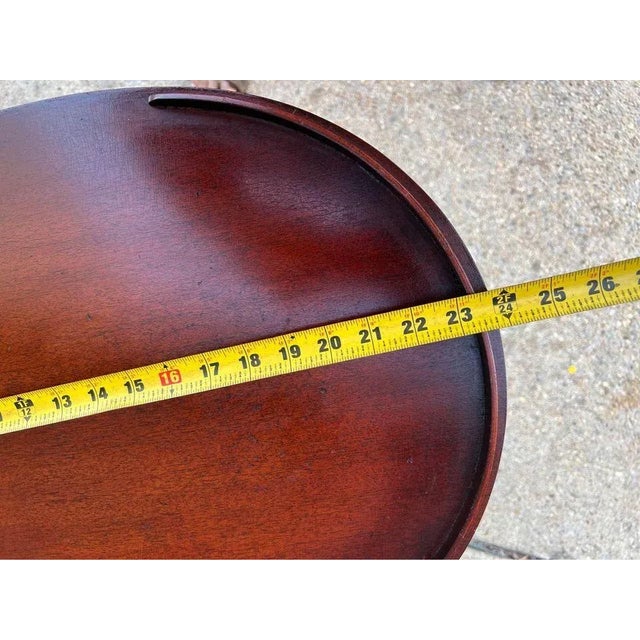 Early 20th Century Pair Antique Mahogany Lyre Base Side Tables For Sale - Image 10 of 11