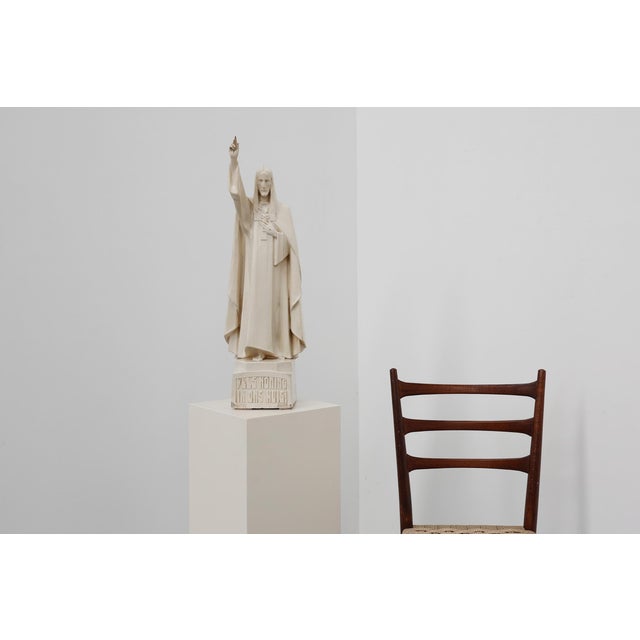 Christ King in Our Home Plaster Statue, Belgium, 1920 For Sale - Image 4 of 12