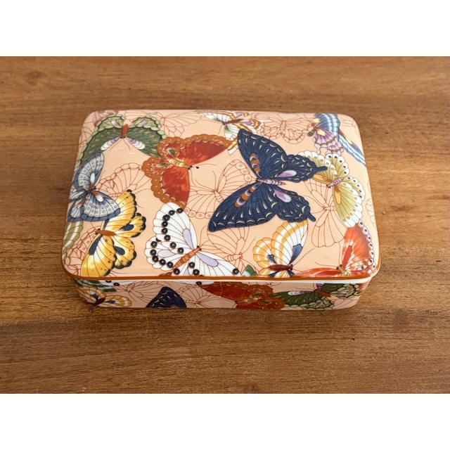 Ceramic Late 20th Century Neiman Marcus Butterfly Storage Box For Sale - Image 7 of 10