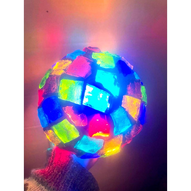 Glass Peter Marsh Brutalist Hanging Colored Glass Chunk Fragment Globe Pendant Light For Sale - Image 7 of 12