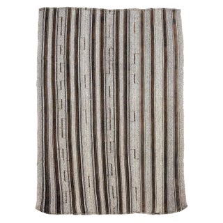 1960s Vintage Gray Striped Kilim Rug- 7′3″ × 9′8″ For Sale