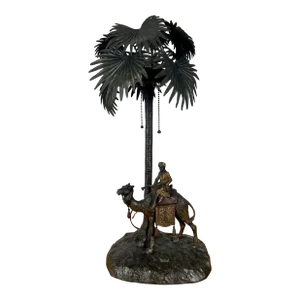 Austrian Cold Painted Bronze Orientalist Lamp Attributed to Bergman