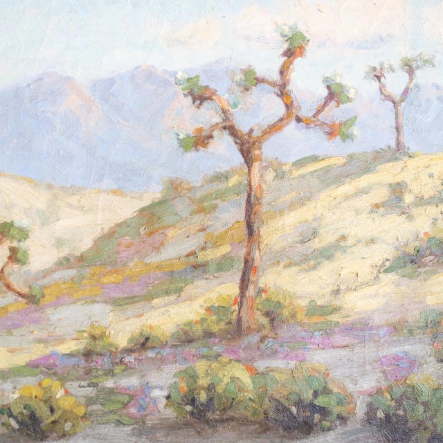 Antique Joshua Tree California Desert Landscape Signed Oil Painting For Sale - Image 9 of 12