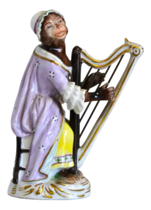 Porcelain Figurine from the Series Monkey Band from Volkstedt Manufactory, Germany, 1940s