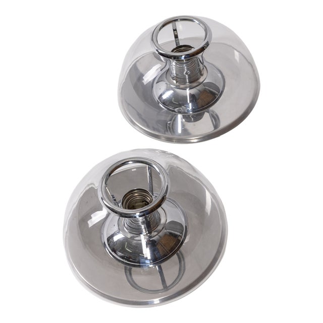 Vintage Italian Wall Lamps in Metal and Glass, 1980s, Set of 2 For Sale