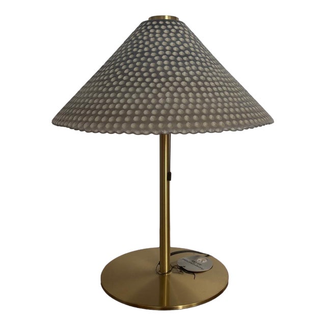 Large Glass and Brass Table Lamp by Peill and Putzler, 1970s For Sale