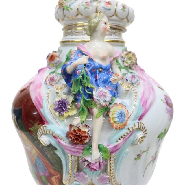 Meissen Louis XIV Style Figural & Floral Pictorial Porcelain Urn C1880 For Sale - Image 12 of 18