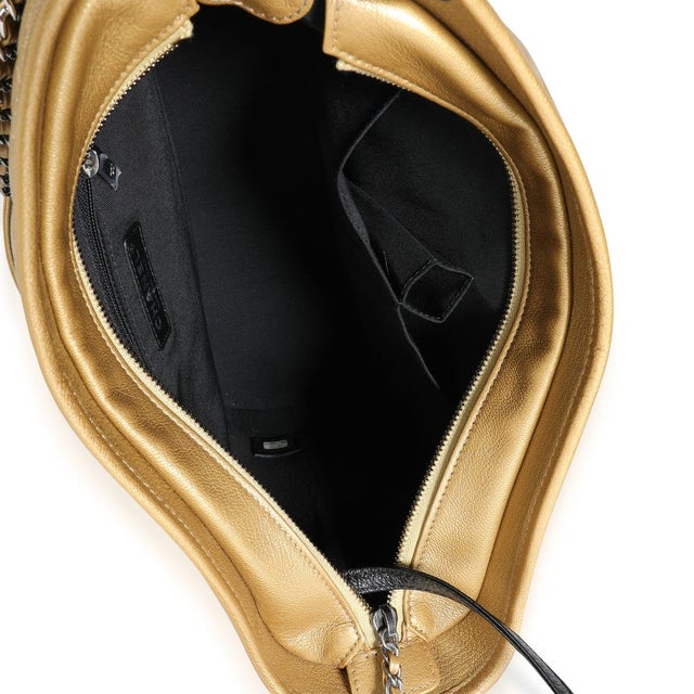Black Black & Gold Ombré Quilted Goatskin Medium Gabrielle Hobo For Sale - Image 8 of 8