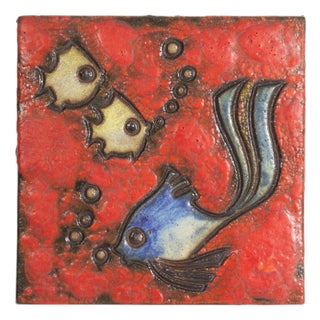 West German Fish Wall Tile by Adele Bolz for Ruscha Keramik For Sale
