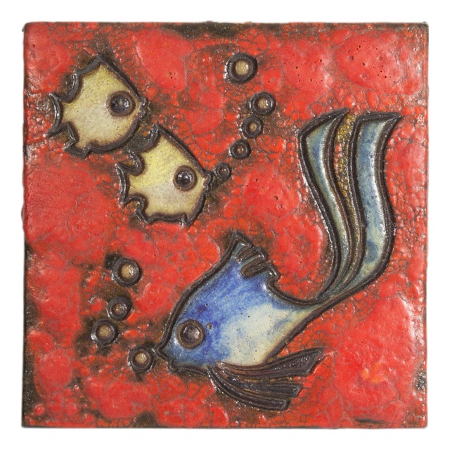West German Fish Wall Tile by Adele Bolz for Ruscha Keramik For Sale
