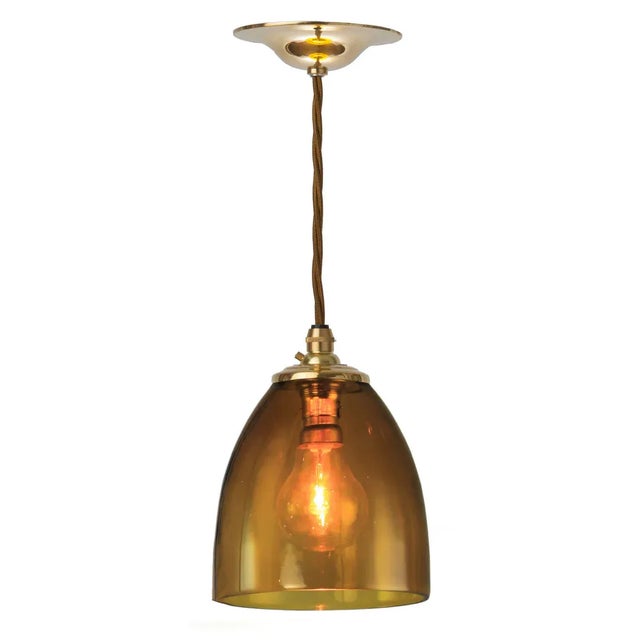 Whisky Havana Pendant Small - with polished brass metalwork & gold flex. Hand-blown glass shades characterised by their...