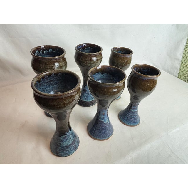 Modern 1970s Studio Pottery Wine Glasses- Set of 6 For Sale - Image 3 of 5