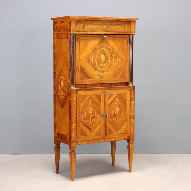 Vintage Empire Secretaire in Walnut For Sale - Image 14 of 14