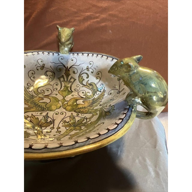 Italian Gualdo Tadino Ceramic Centerpiece Bowl With Mice For Sale - Image 3 of 14