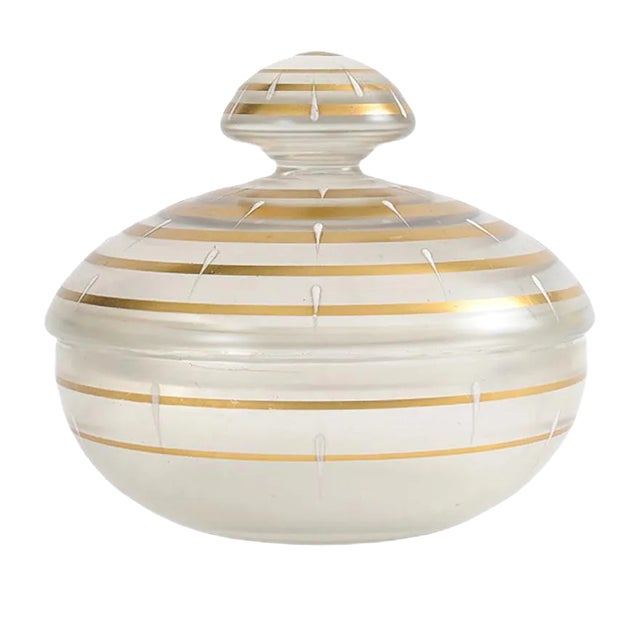 Vintage Art Deco Glass Candy Box from Gebrüder Podbira Haida For Sale