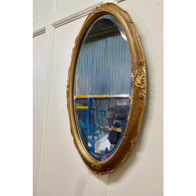 Glass Art Deco Oval Gilt Wall Mirror, 1920 For Sale - Image 7 of 8