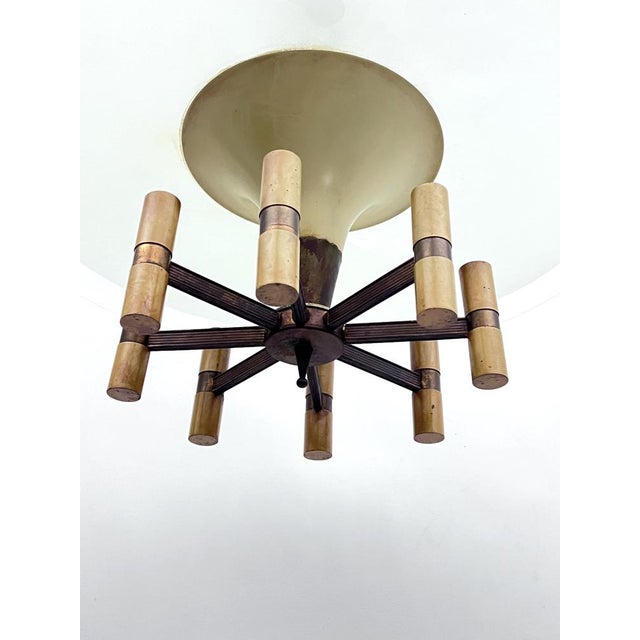 Mid-Century Manner Curved Glass Disk Chandelier, Fontana Arte, Italy, 1950s For Sale - Image 14 of 17