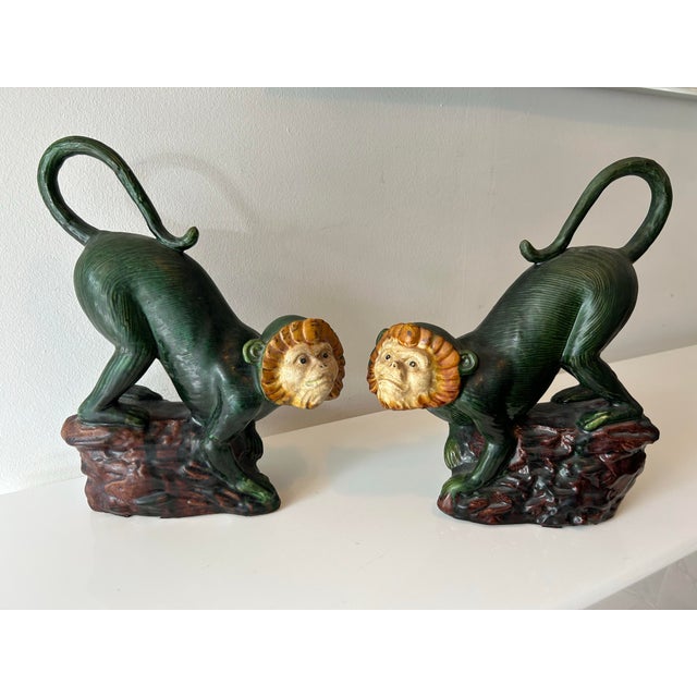 Vintage Ceramic Capuchin Monkey Statues For Sale In Miami - Image 6 of 11