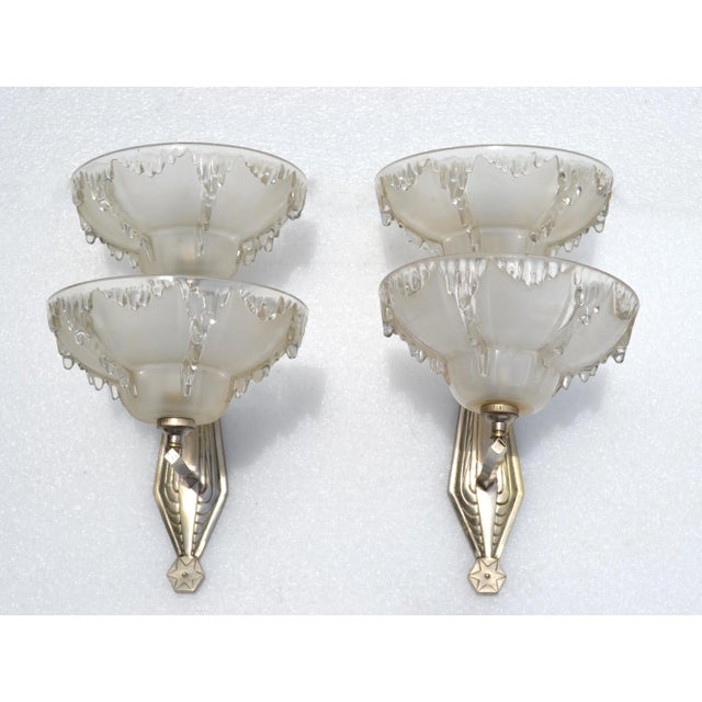 Barovier Blown Murano Glass & Steel Wall Sconces Italy Mid-Century Modern, Pair For Sale - Image 13 of 13