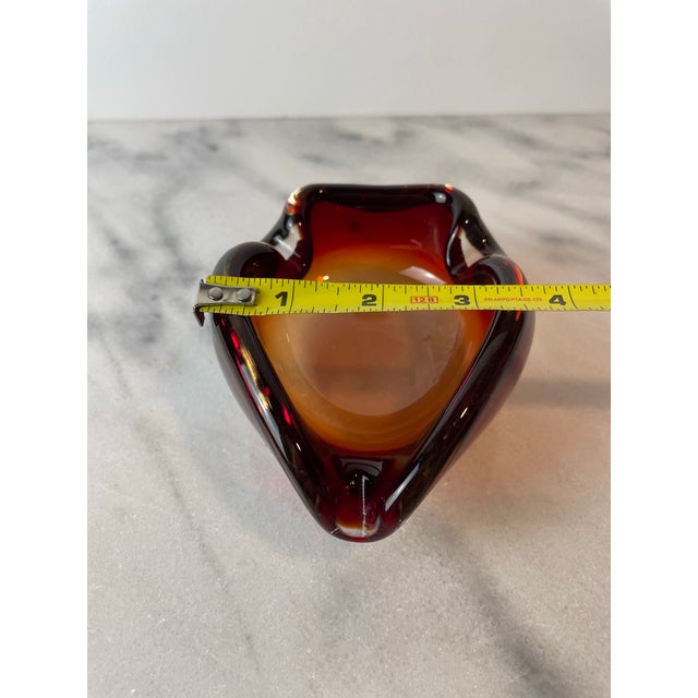 Glass Vintage Murano Sommerso Ruby Red & Yellow Freeform Glass Bowl / Ashtray — 1960s Italian Art Glass For Sale - Image 7 of 8