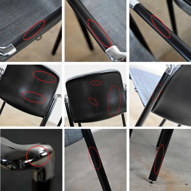 Vintage Modern Armchairs Herman Miller Chrome & Black Original Fabric, a Pair For Sale - Image 12 of 13