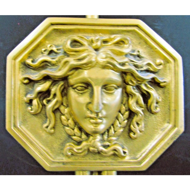 Pair French Empire Wall Sconces Bronze Arrow Medusa and Shades Late 19th Century For Sale In Miami - Image 6 of 18